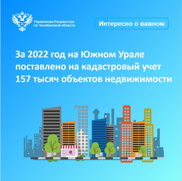За 2022 год на Южном Урале поставлено на кадучет 157 тысяч объектов недвижимости
